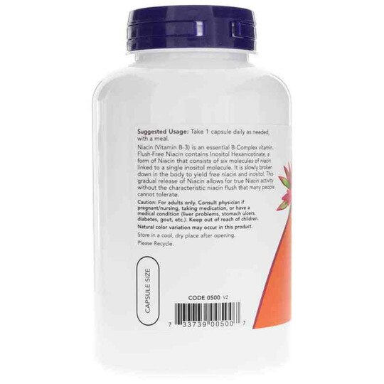 Flush-Free Niacin 500 Mg Double Strength, NOW